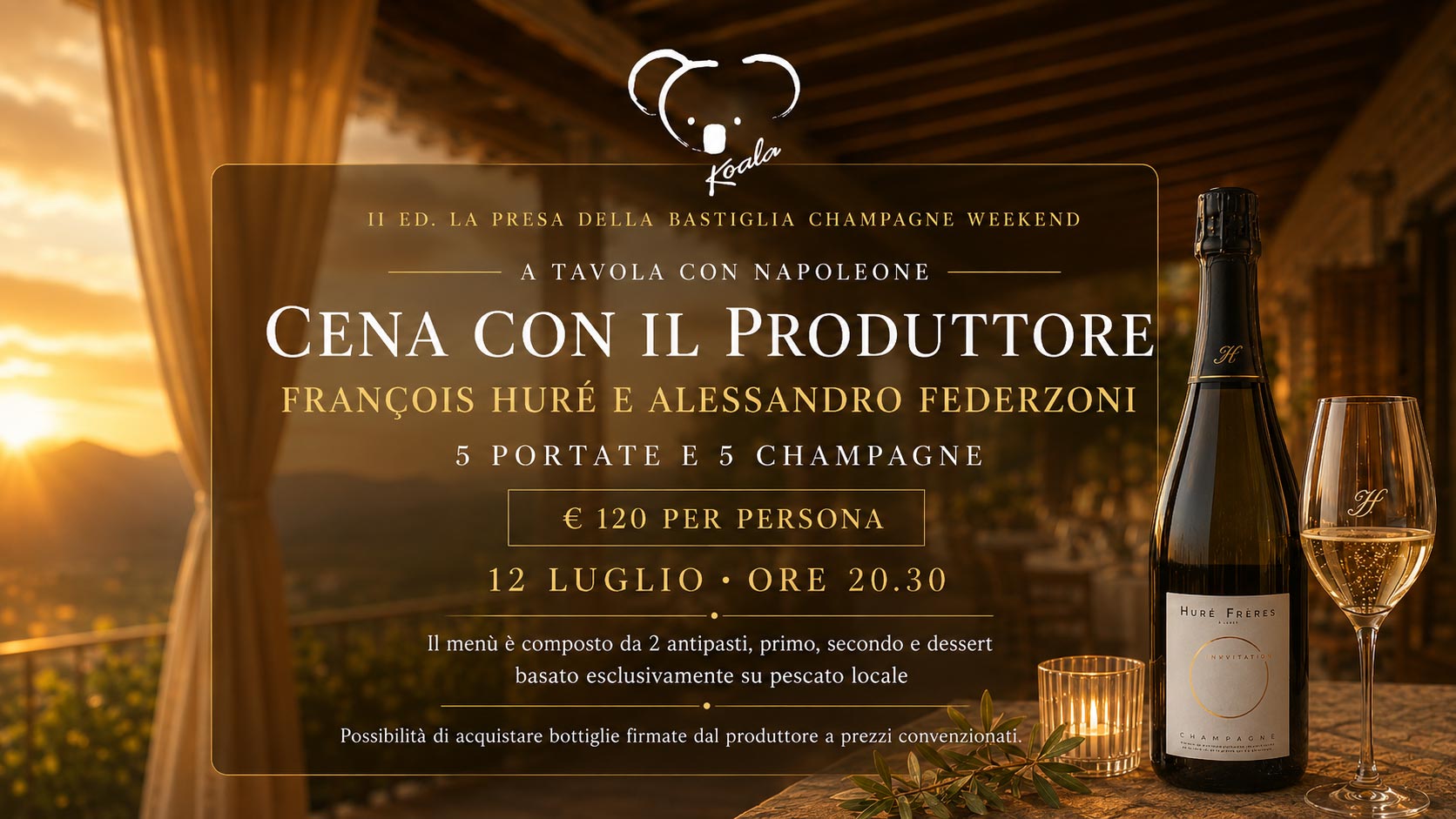 Cena con il produttore François Huré e Alessandro Federzoni, 12 luglio ore 20.30